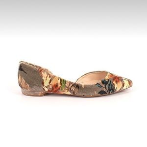Nine West Velvet Floral Print Point Toe D'Orsay Observe Flats